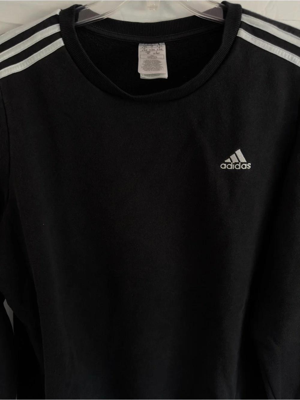 adidas Black Crewneck Sweatshirt with White Stripes 3XL